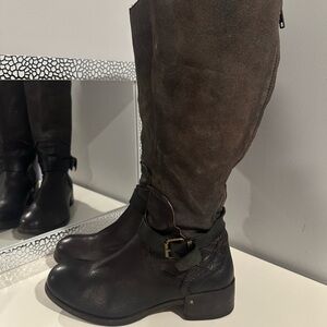 🇮🇹MOMA Brown Leather Knee-High Boots Sz 8.5